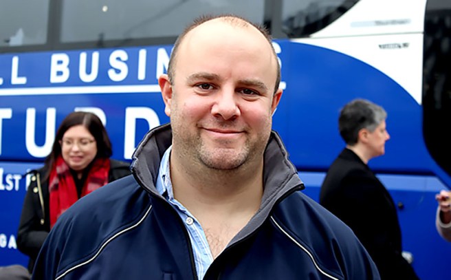 Closeup of Tom Flynn, Director of operations of the campaign.